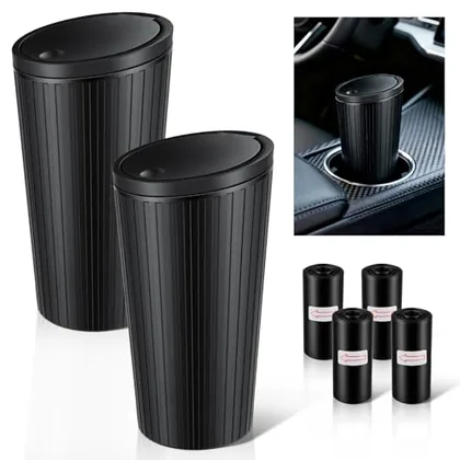 2 Piece Trash Can with Lid, Black