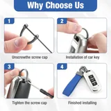 Leather Keychain, Blue, view 5