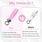 Leather Keychain, Pink, view 3