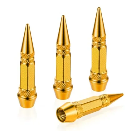 4 Piece 60mm Spiked Valve Caps, Gold