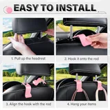 2 Piece Seat Headrest Purse Hook, Pink, view 5
