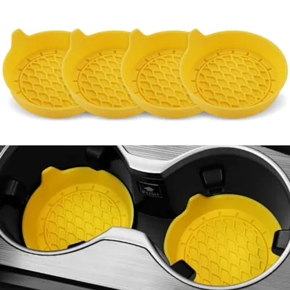 4 Piece Cup Holder Coaster, Yellow