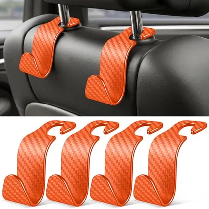 4 Piece Seat Headrest Purse Hook, Orange