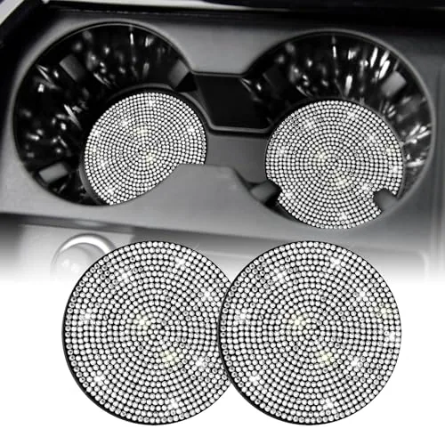 2 Piece Bling Cup Holder Coasters, White