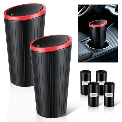 2 Piece Trash Can with Lid, Black