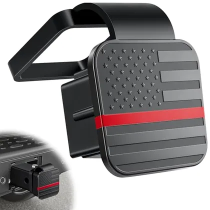 2 Inch Flag Tow Hitch Covers, Red