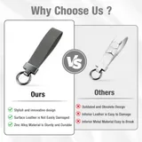 Leather Keychain, Grey, view 4