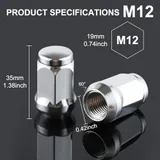 20 Piece White Knight M12x1.5 Wheel Lug Nuts, Silver, view 2