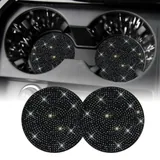 2 Piece Bling Cup Holder Coasters, Black, view 1