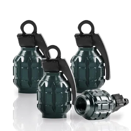 4 Piece Aluminum Tire Valve Cap, Grey