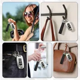 Leather Keychain, Black, view 6