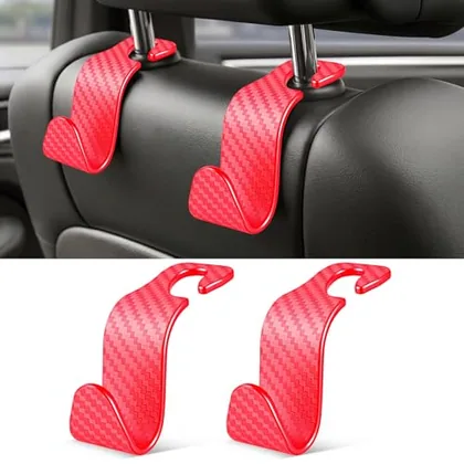 2 Piece Seat Headrest Purse Hook, Red