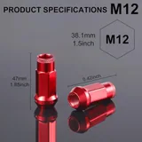 20 Piece M12x1.5 Wheel Lug Nuts, Red, view 2