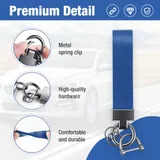 Leather Keychain, Blue, view 3