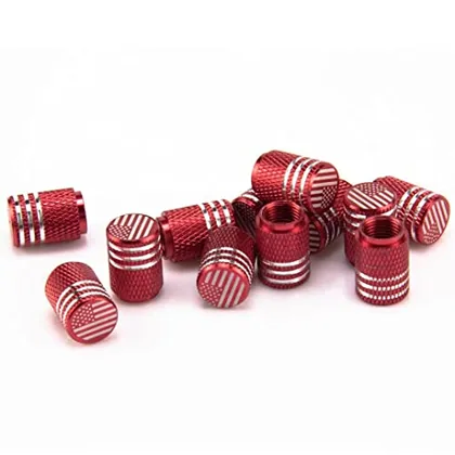12 Piece American Flag Valve Stem Cap, Red
