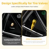 4 Piece 60mm Spiked Valve Caps, Gold, view 4