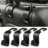 4 Piece Seat Headrest Hooks, Black, view 1