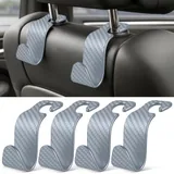 4 Piece Seat Headrest Purse Hook, Grey, view 1