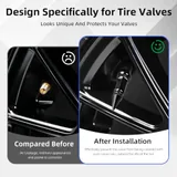 4 Piece 60mm Spiked Valve Caps, Black, view 4