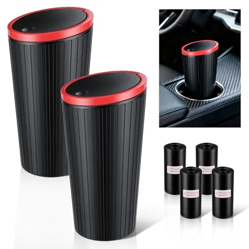 2 Piece Trash Can with Lid, Black