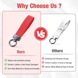 Leather Keychain, Red, view 4
