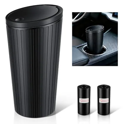 Trash Can with Lid, Black