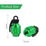 4 Piece Aluminum Tire Valve Cap, Green, view 2
