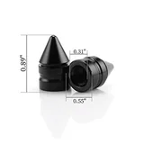 4 Piece Tire Valve Caps, Black, view 2