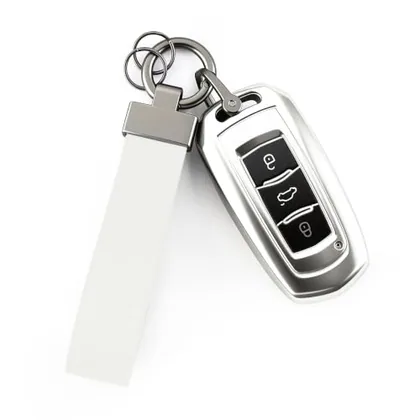 Leather Keychain, White