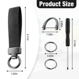 Leather Keychain, Black, view 2