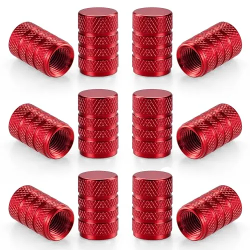 12 Piece Tire Valve Stem Caps, Red