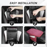 Leather Center Console Cover with 2 Storage, Red, view 5