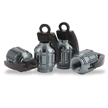 4 Piece Aluminum Tire Valve Cap, Grey