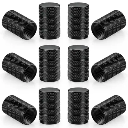 12 Piece Tire Valve Stem Caps, Black