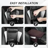 Leather Center Console Cover with 2 Storage, Brown, view 5