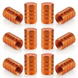 12 Piece Tire Valve Stem Caps, Orange, view 1