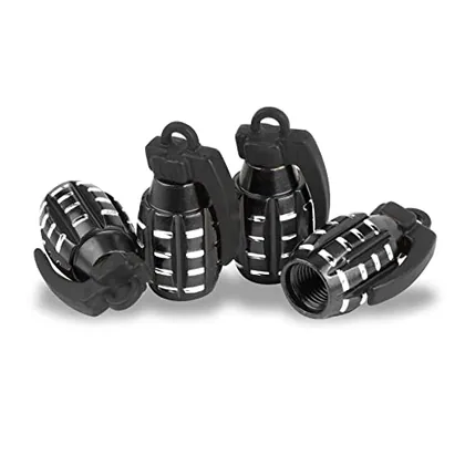 4 Piece Tire Valve Stem Cap, Black
