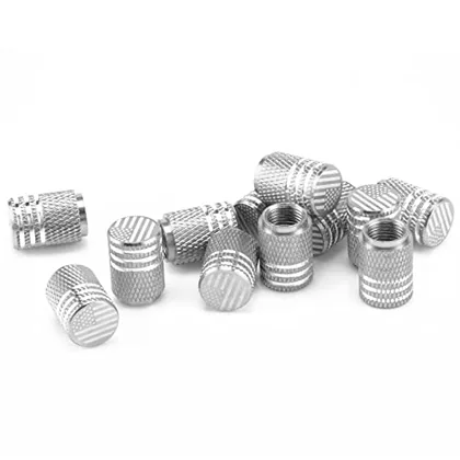 12 Piece American Flag Valve Stem Cap, Silver