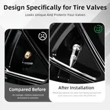 4 Piece 60mm Spiked Valve Caps, Silver, view 5