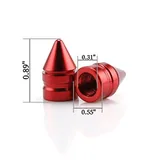 4 Piece Tire Valve Caps, Red, view 2