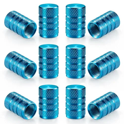 12 Piece Tire Valve Stem Caps, Blue