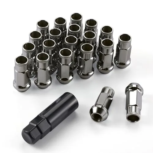 20 Piece M12x1.5 Wheel Lug Nuts, Black