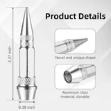 4 Piece 60mm Spiked Valve Caps, Silver, view 3