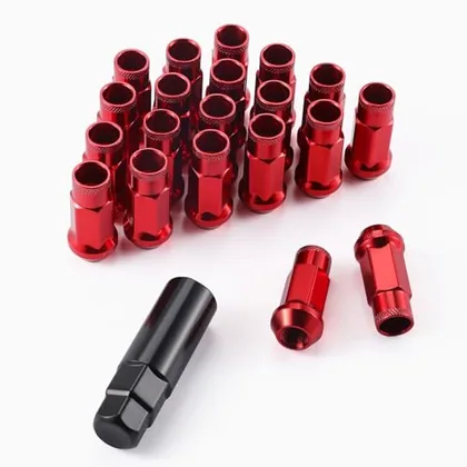 20 Piece M12x1.5 Wheel Lug Nuts, Red