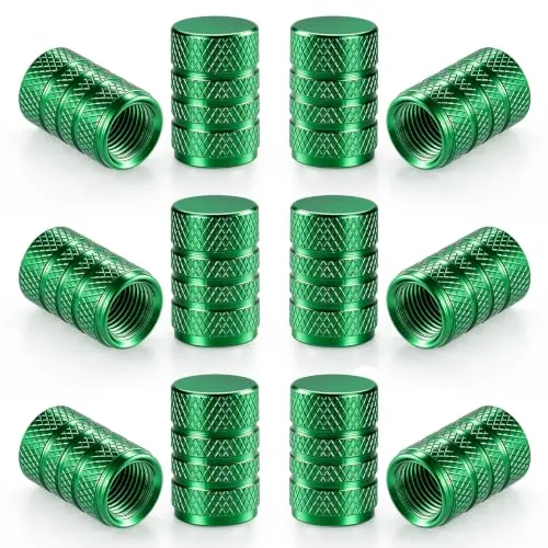 12 Piece Tire Valve Stem Caps, Green