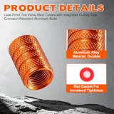 12 Piece Tire Valve Stem Caps, Orange, view 3