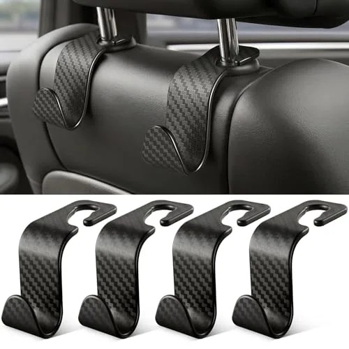 4 Piece Seat Headrest Purse Hook, Black