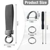 Leather Keychain, Grey, view 2