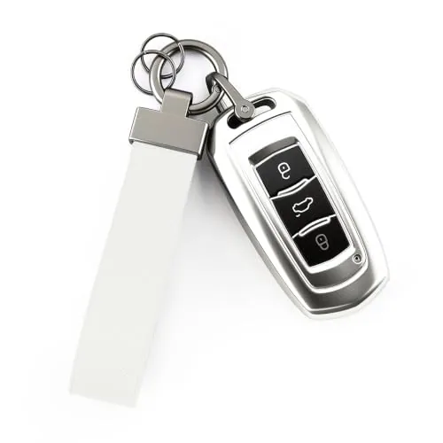 Leather Keychain, White