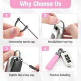 Leather Keychain, Pink, view 4